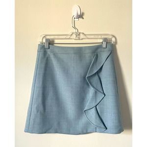 J. Crew Wool Ruffled Mini Skirt Blue Size 4